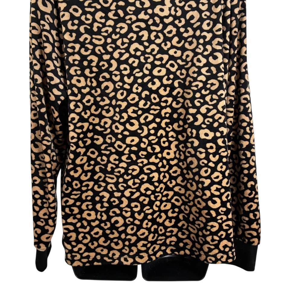Kate Spade Womens Sz XL Leopard Animal Print‎ Casual/Pajama Top Velour Black Tan - Picture 9 of 13